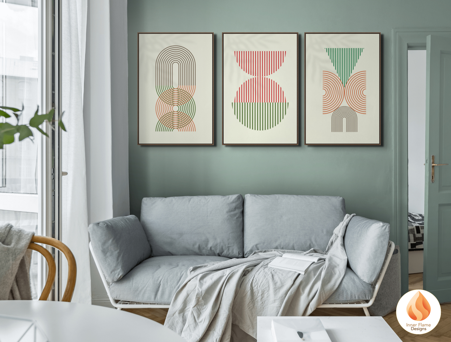 Spirited Geometric Artwork for Modern Home Design | Triptych Artwork