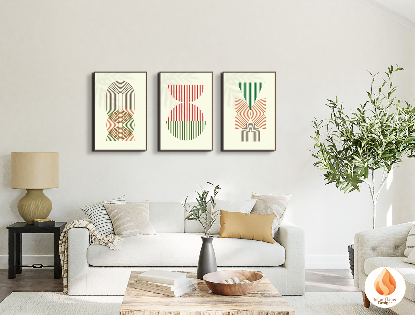 Spirited Geometric Artwork for Modern Home Design | Triptych Artwork