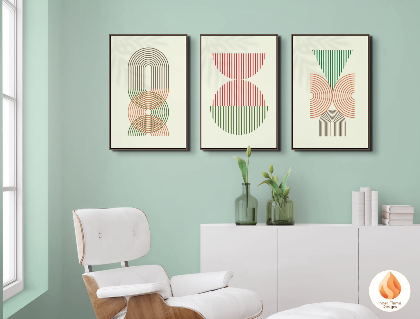Spirited Geometric Artwork for Modern Home Design | Triptych Artwork