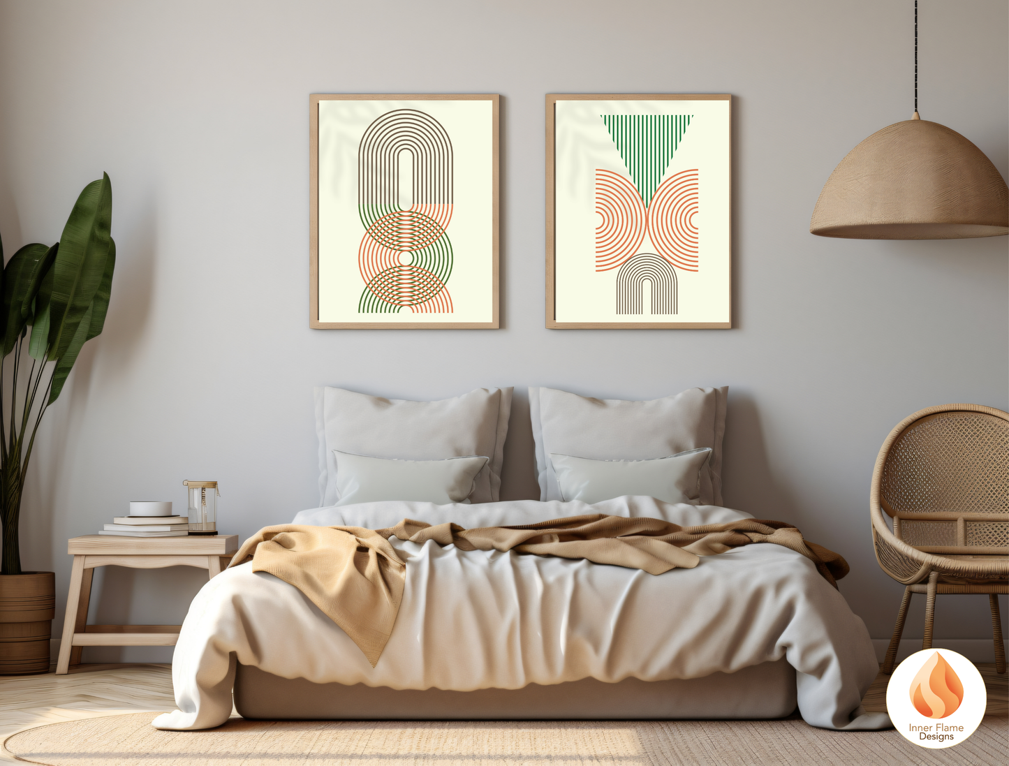 Spirited Geometric Artwork for Modern Home Design | Triptych Artwork