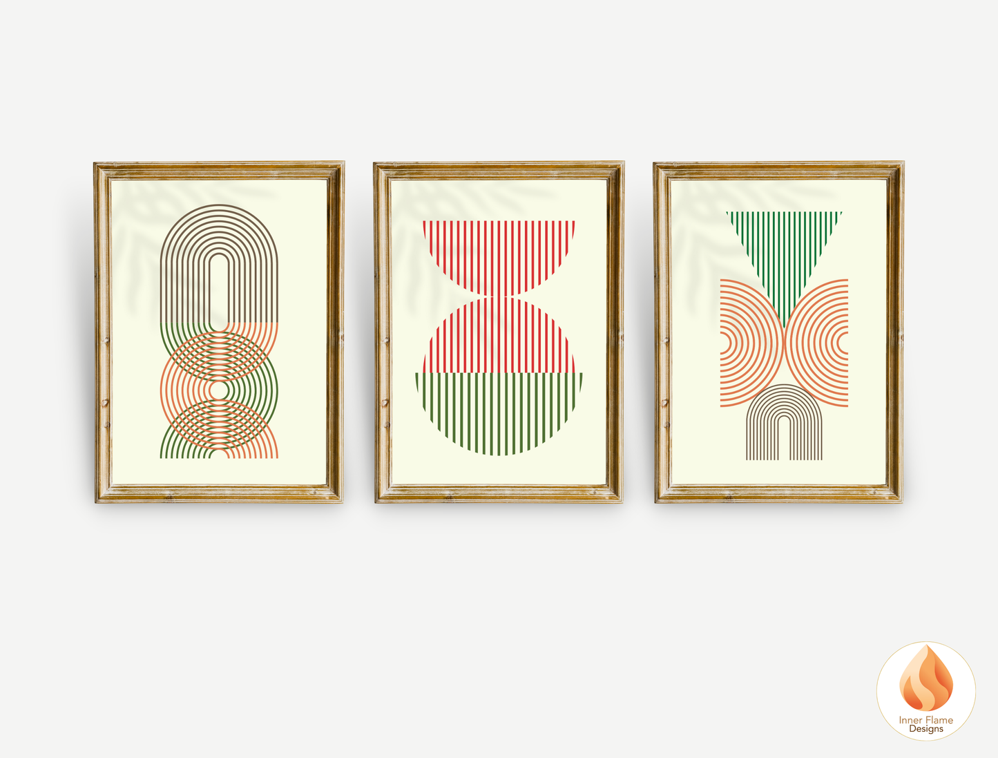 Spirited Geometric Artwork for Modern Home Design | Triptych Artwork