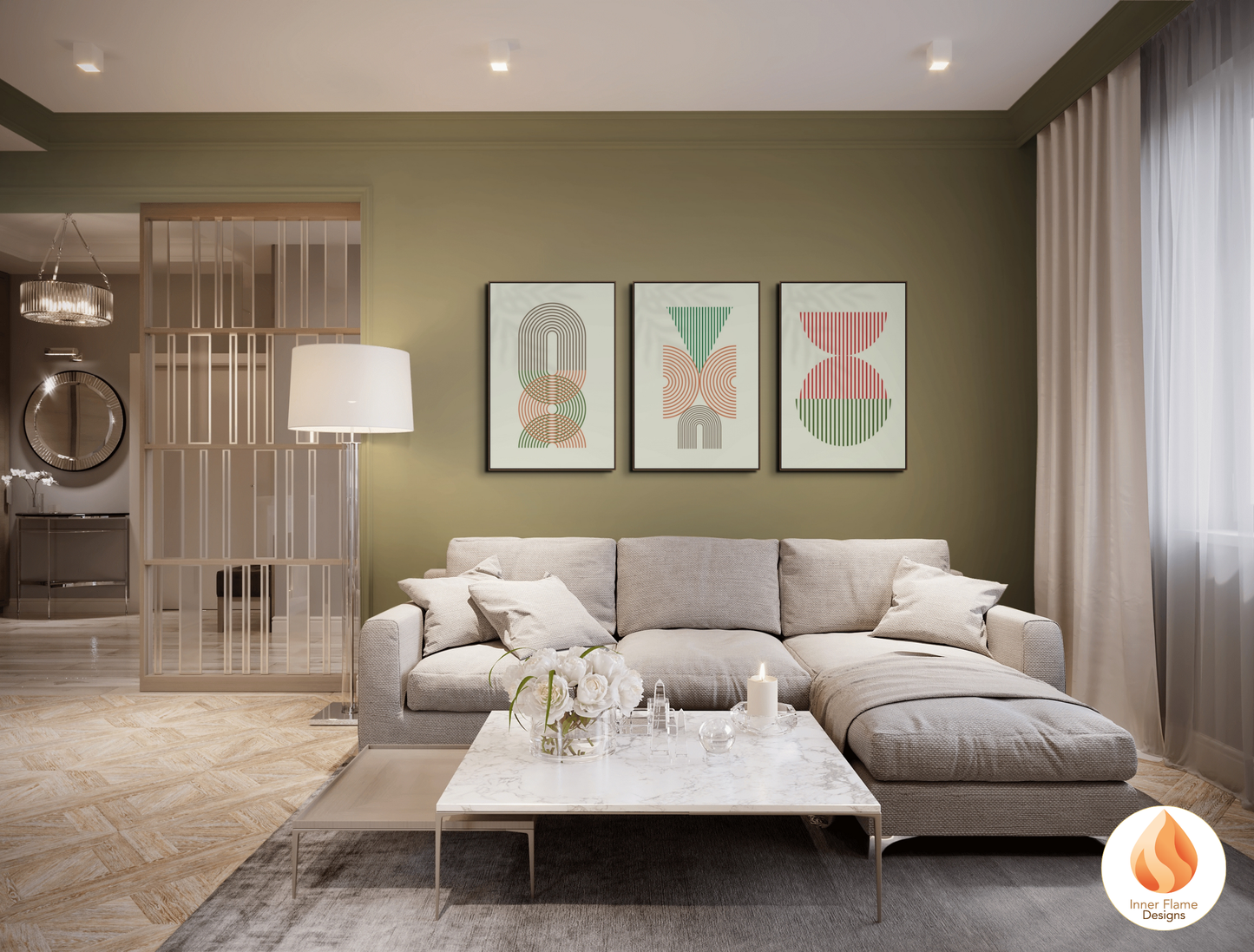 Spirited Geometric Artwork for Modern Home Design | Triptych Artwork