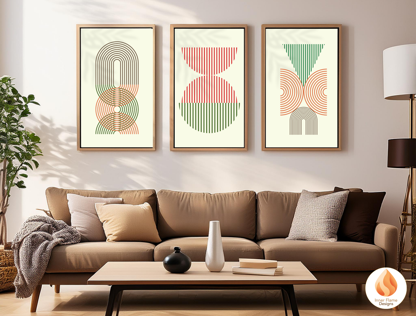 Spirited Geometric Artwork for Modern Home Design | Triptych Artwork